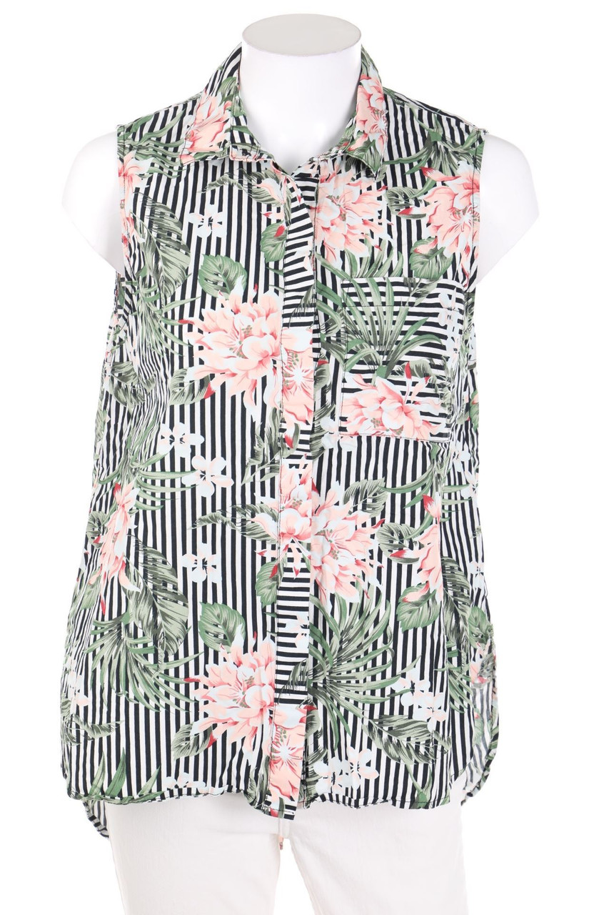 MANGO - Sleeveless Shirt Blouse with Tropical Print - M