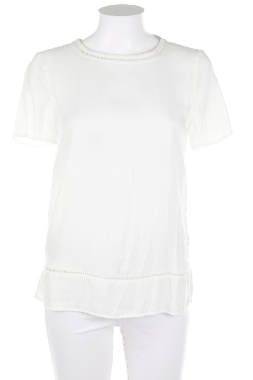 No Label - Shortsleeve Blouse with Eyelet Lace - M