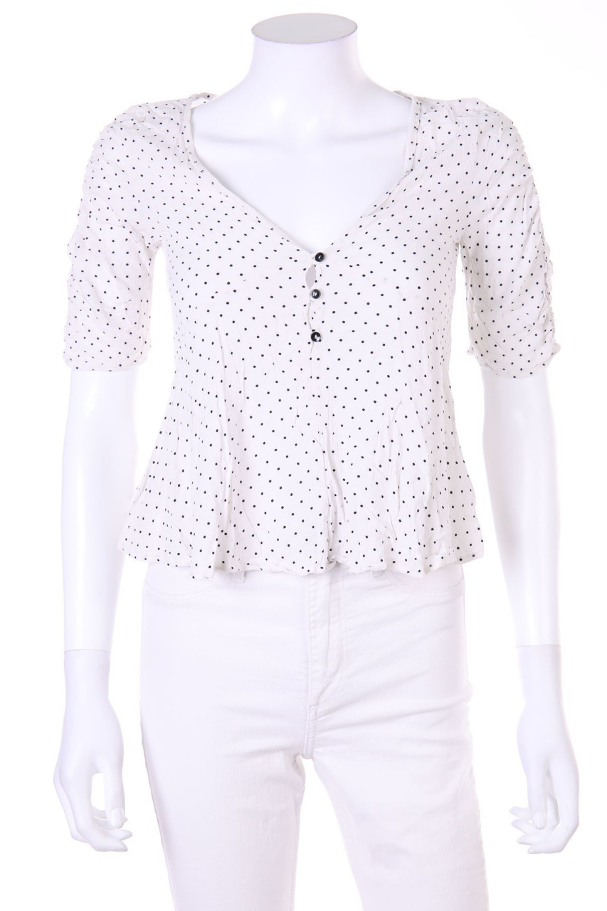 ZARA - Kurzarm-Bluse mit Pünktchen - XS