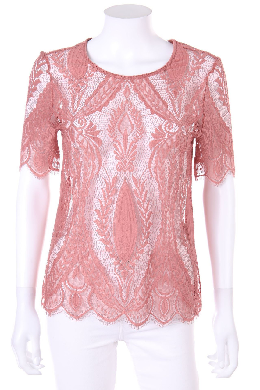zebra - Boho-Shortsleeve Blouse, Lace - S