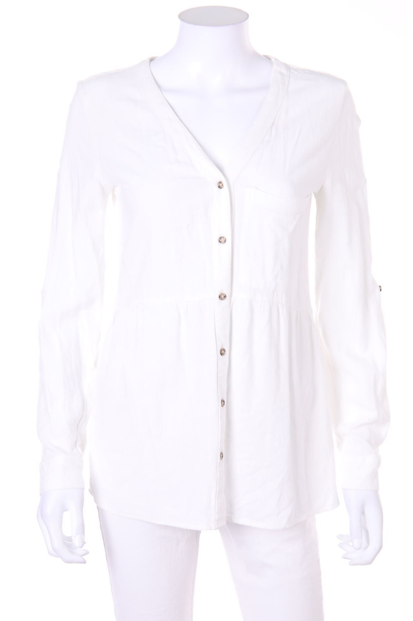 RESERVED - Blouse, Linen Mix with French Cuff - D 32