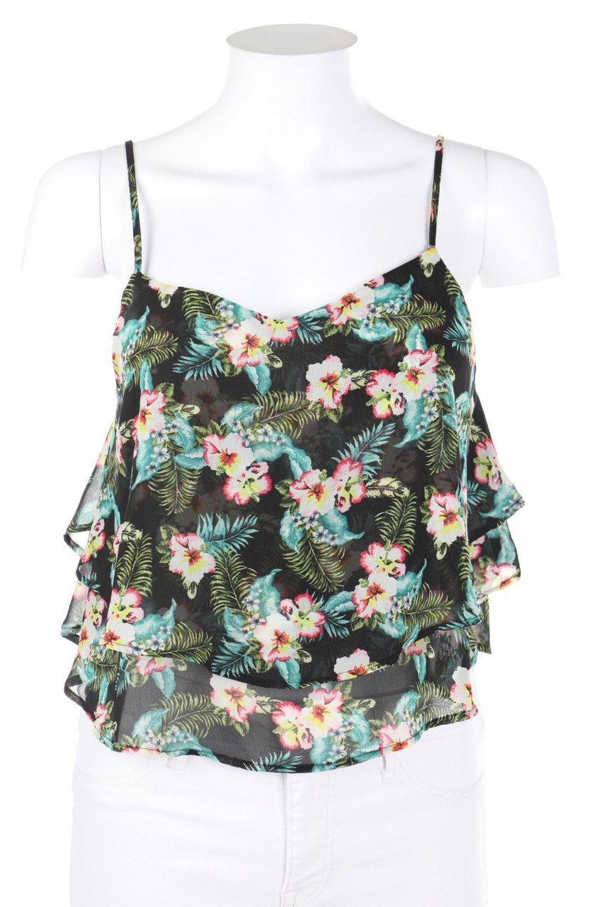 TALLY WEiJL - Blouse Top, Layer Look with Flower Print - XS