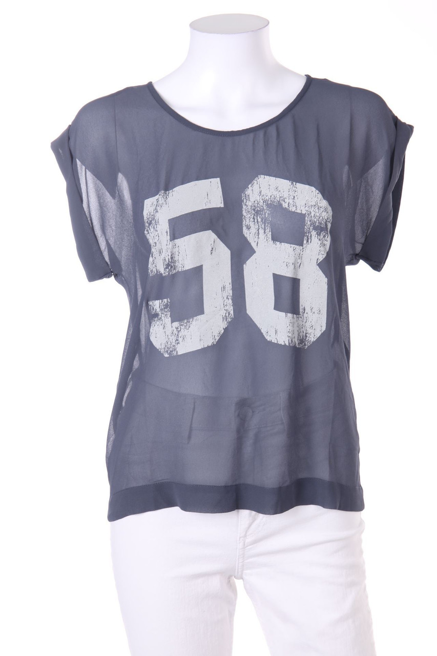 H&M - Kurzarm-Bluse mit Statement-Print - D 36