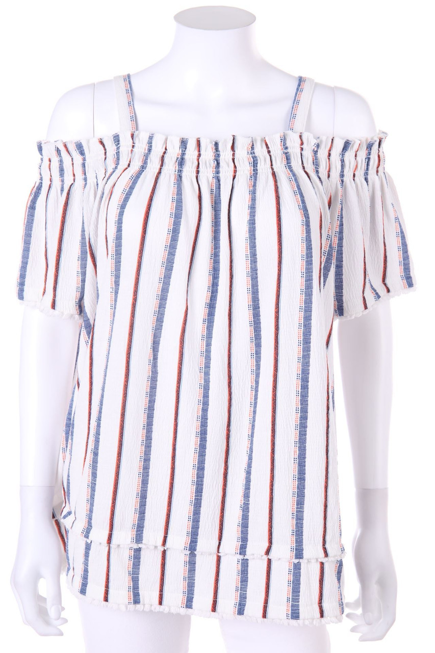 No Label - Cold-Shoulder-Shortsleeve Blouse - D 42