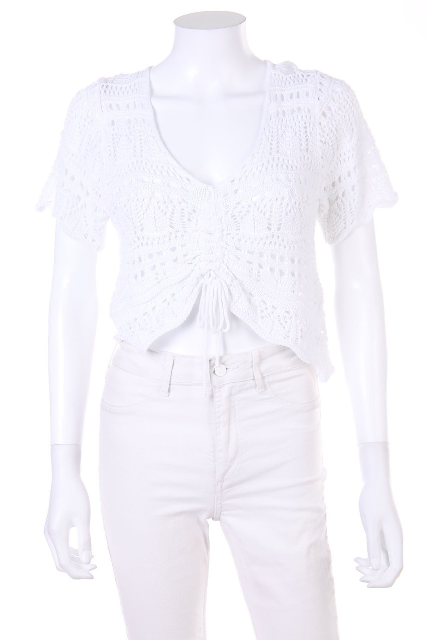 zebra - Boho-Shortsleeve Pullover, Crochet Knit - D 36