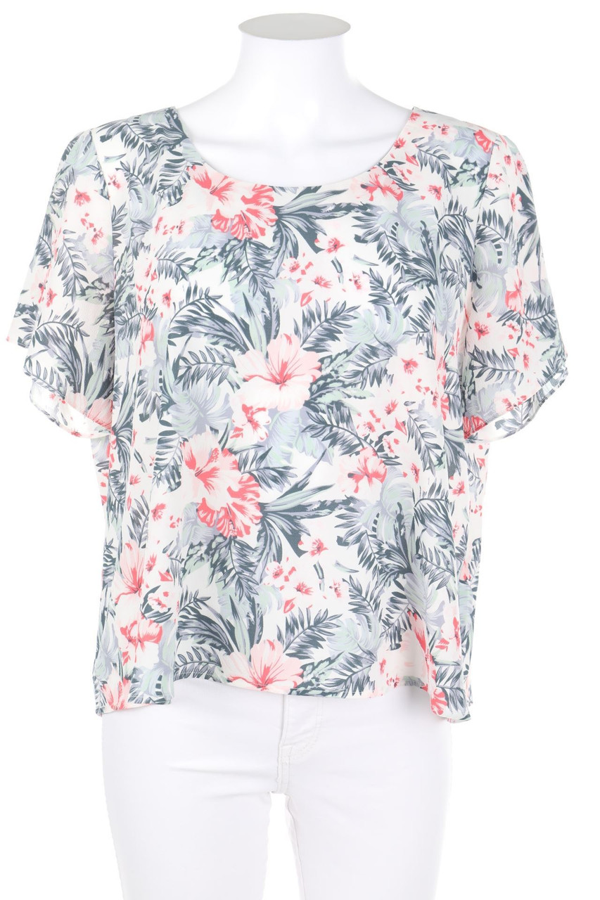 zebra - Shortsleeve Blouse with Flower Print - M