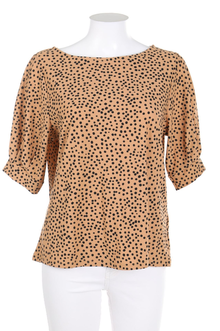 AMISU - Jersey-Bluse mit Punkten - L