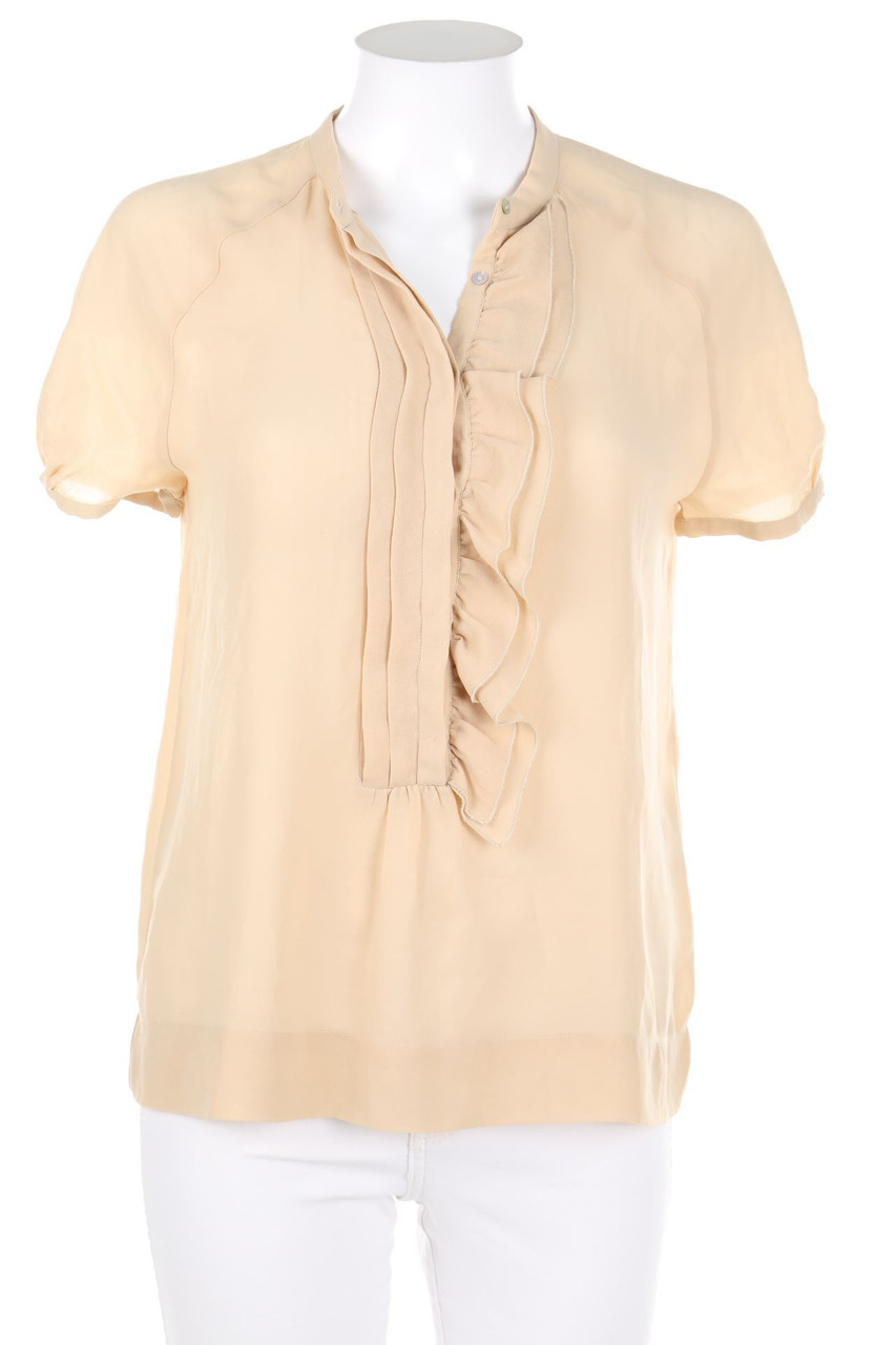 ZARA - Volants-Kurzarm-Bluse mit Falten - M