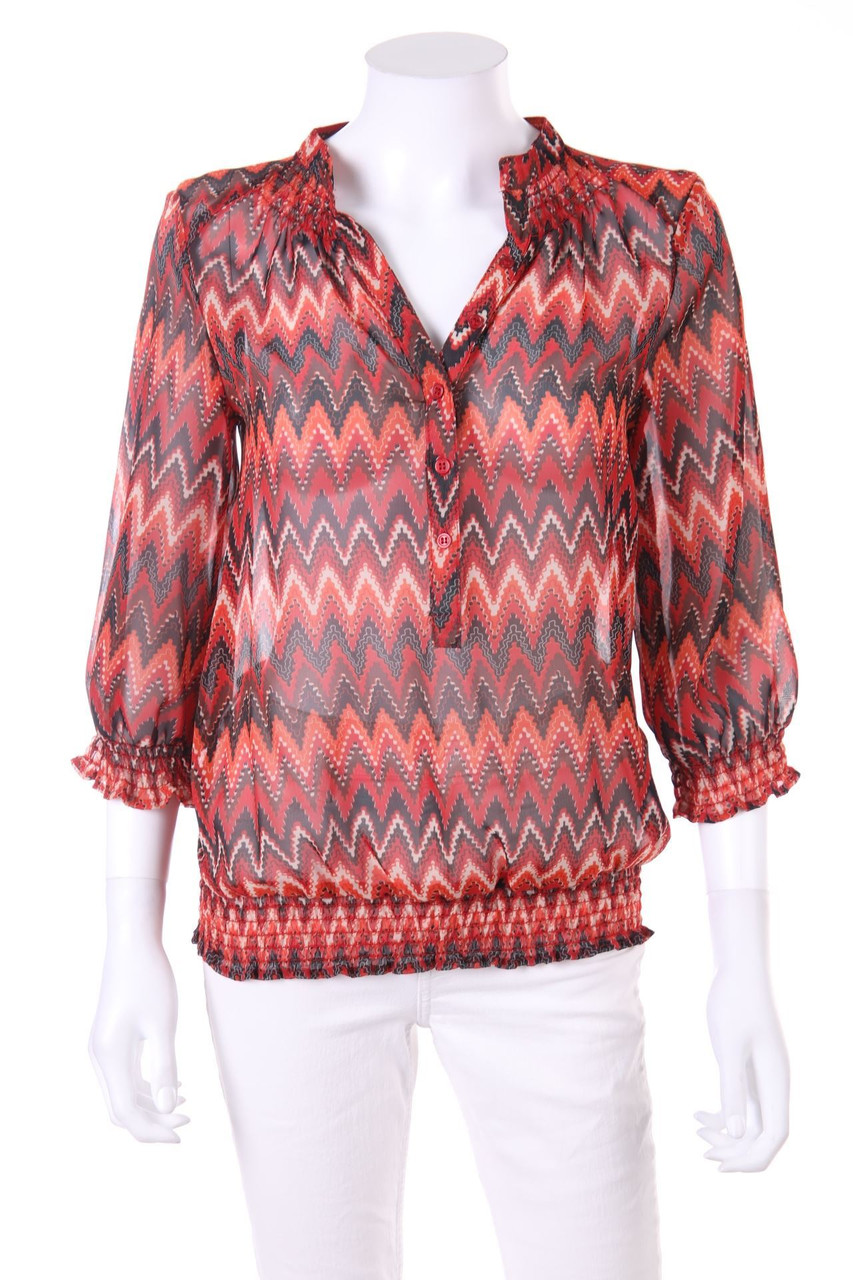 CLOCKHOUSE by C&A - Chiffon-Bluse mit 3/4-Ärmel mit Zickzack-Muster - D 38-40