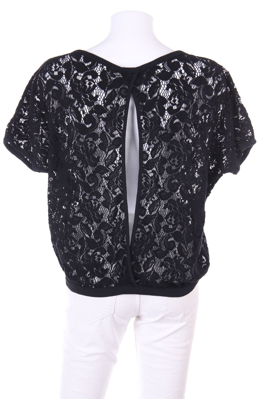 PULL&BEAR - Kurzarm-Shirt aus Spitze - M