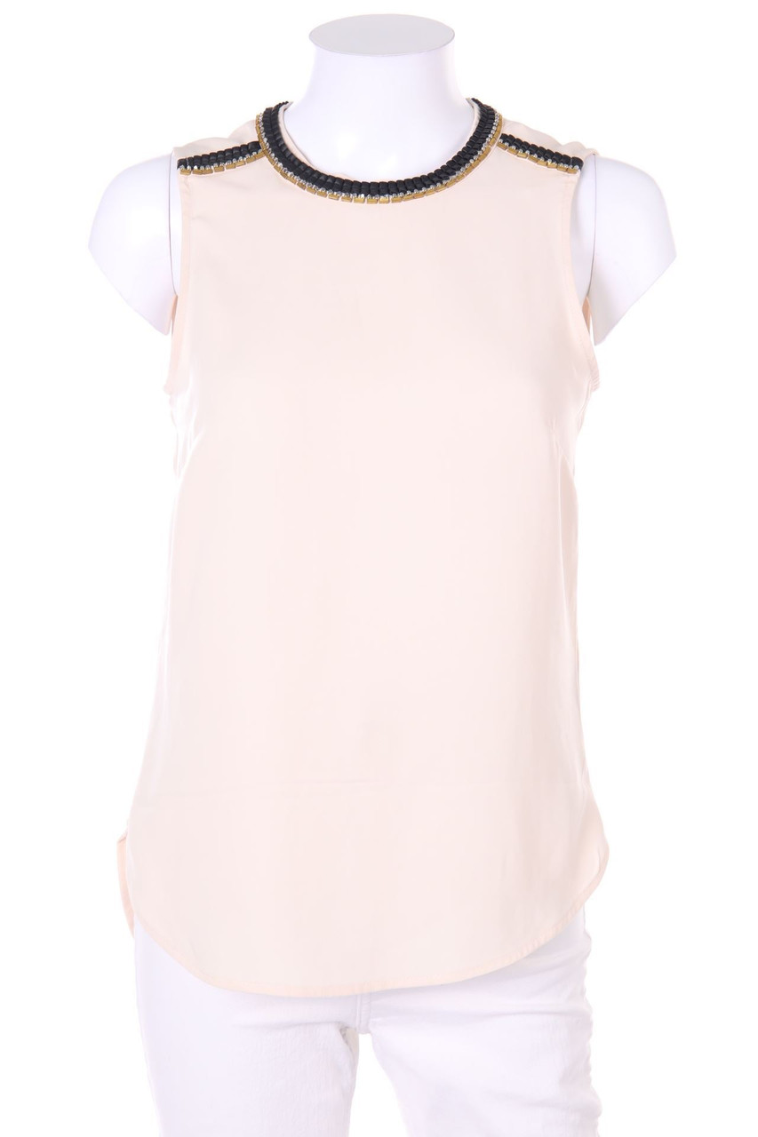 H&M - Blusentop mit Kunstleder-Details - D 36