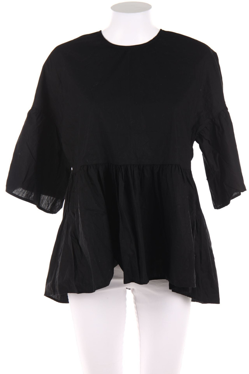 RESERVED - Oversize-Shortsleeve Blouse with Ruffles - S