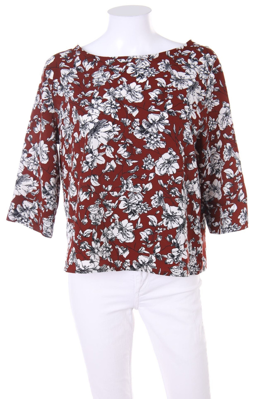 SODa - Blouse with 3/4 Sleeve with Flower Print - M