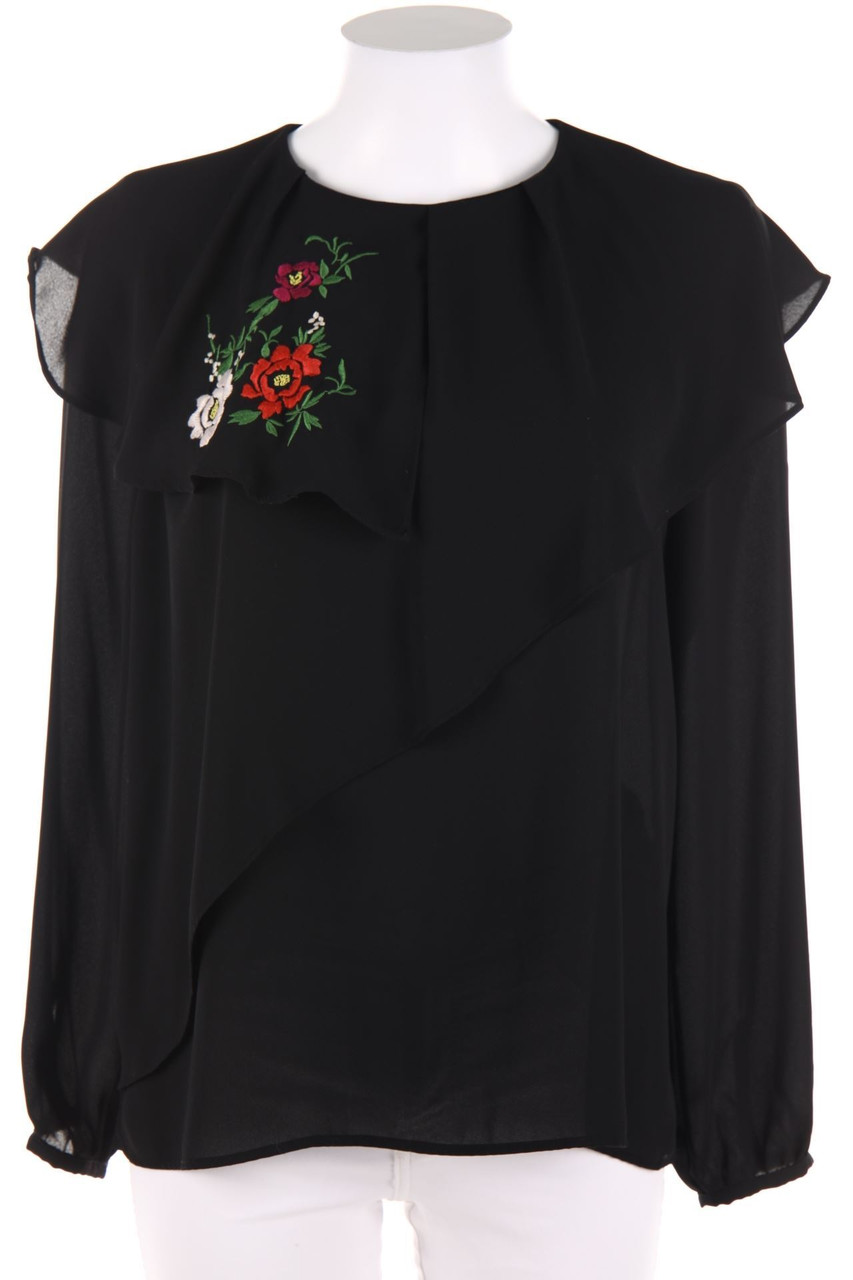 ZARA - Volant-Bluse mit Stickereien - S