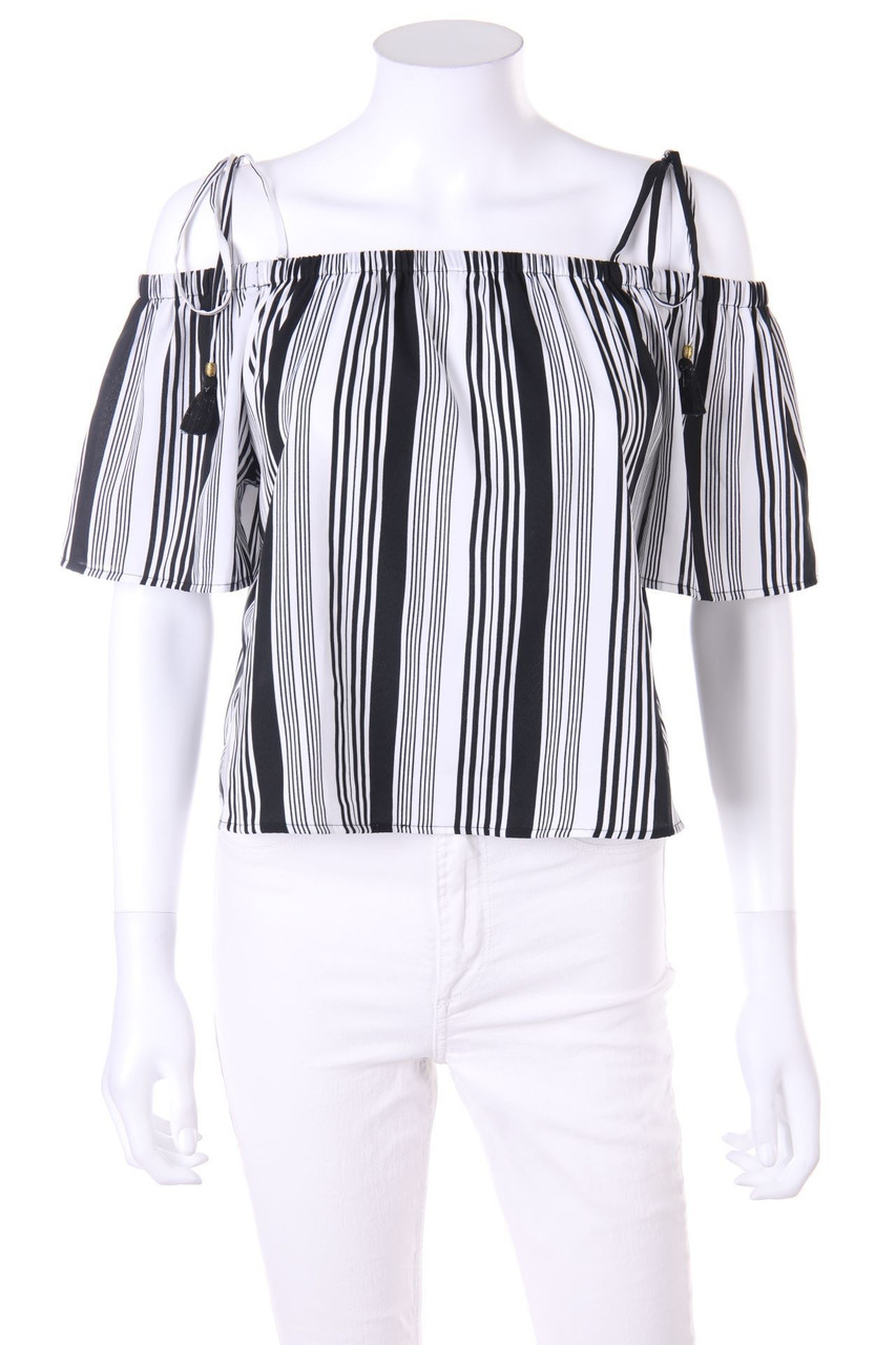 TALLY WEiJL - Cold-Shoulder-Blouse with Stripes - S