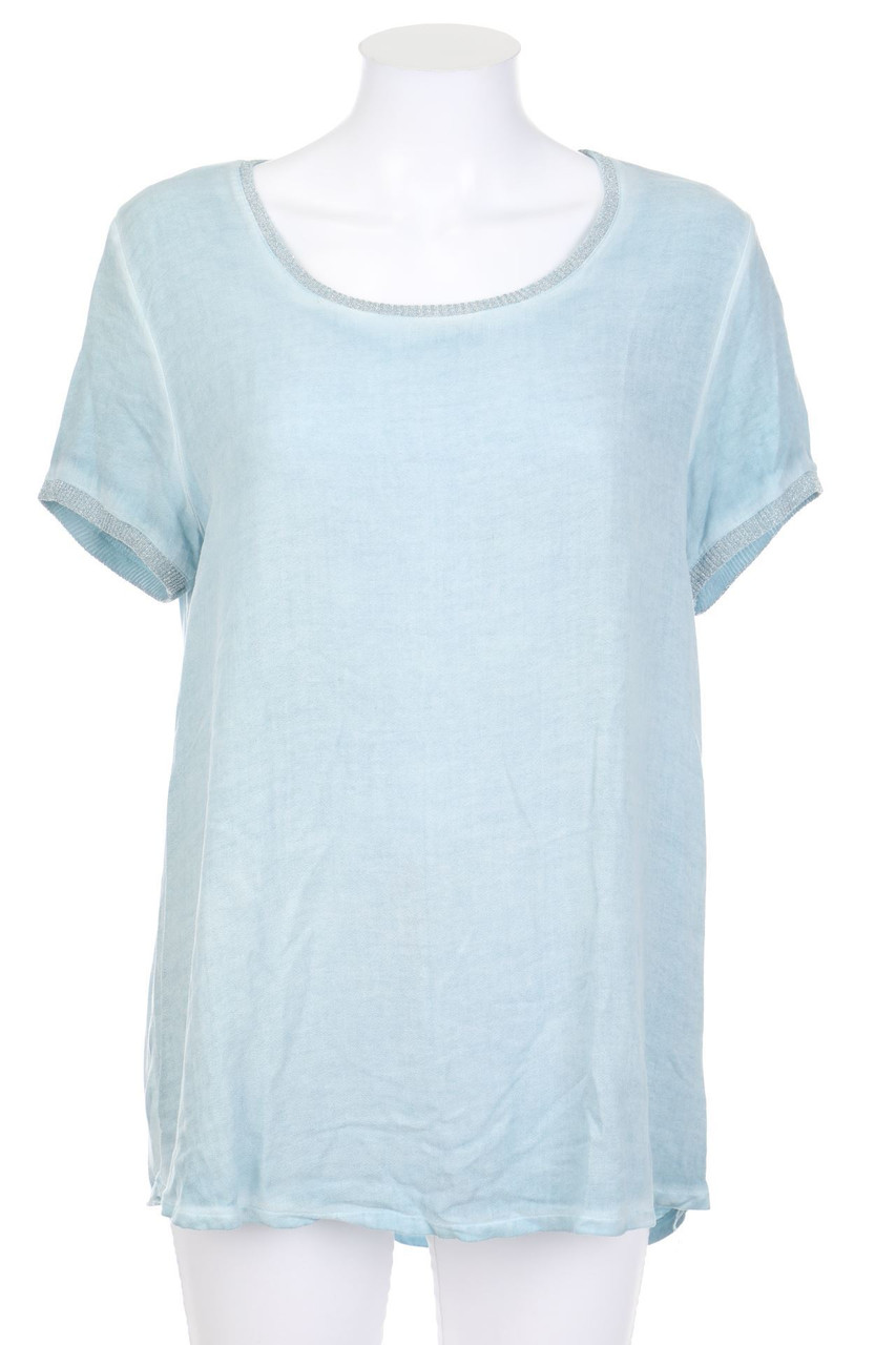 No Label - Garment Dyed-Shortsleeve Blouse with Glitter - D 40-42