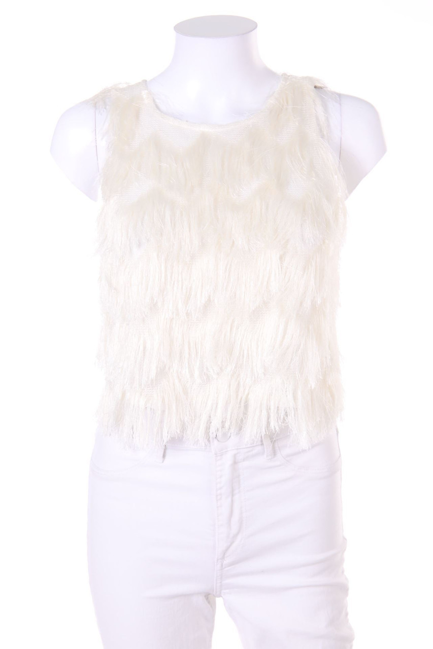 ZARA - Crop-Top mit Fransen - S