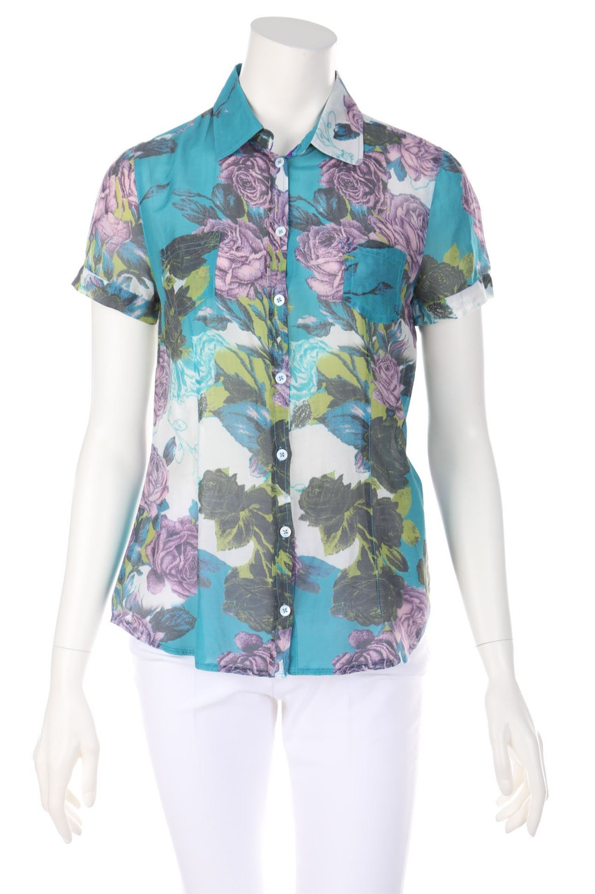 NAVYBOOT - Hemd-Bluse mit kurzem Ärmel mit Blumen-Print - S