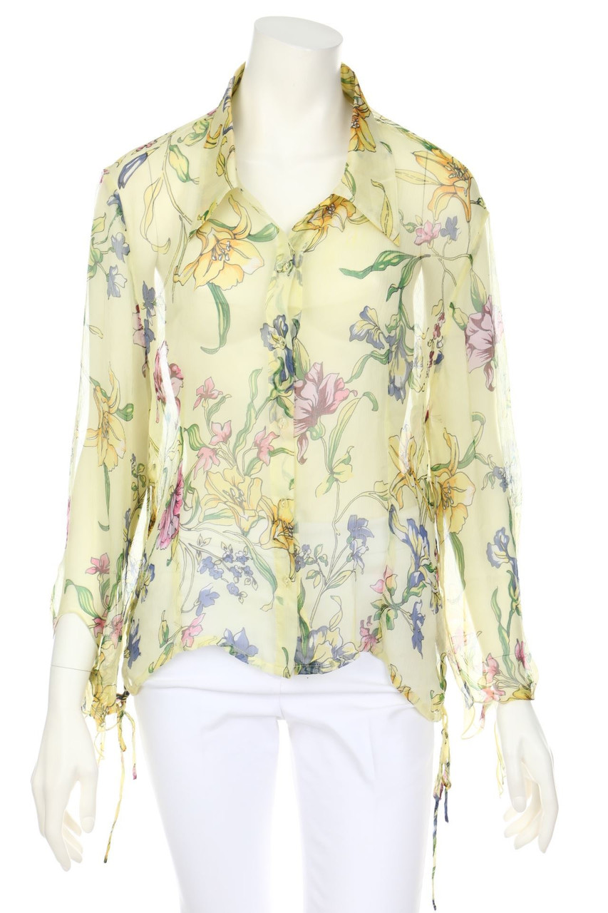 UN JOUR AILLEURS - Chiffon-Silk Blouse with Flower Print - D 42