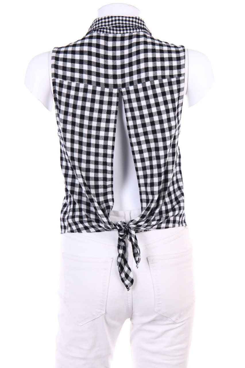 TALLY WEiJL - Checked Blouse Top with Cut-Out - M