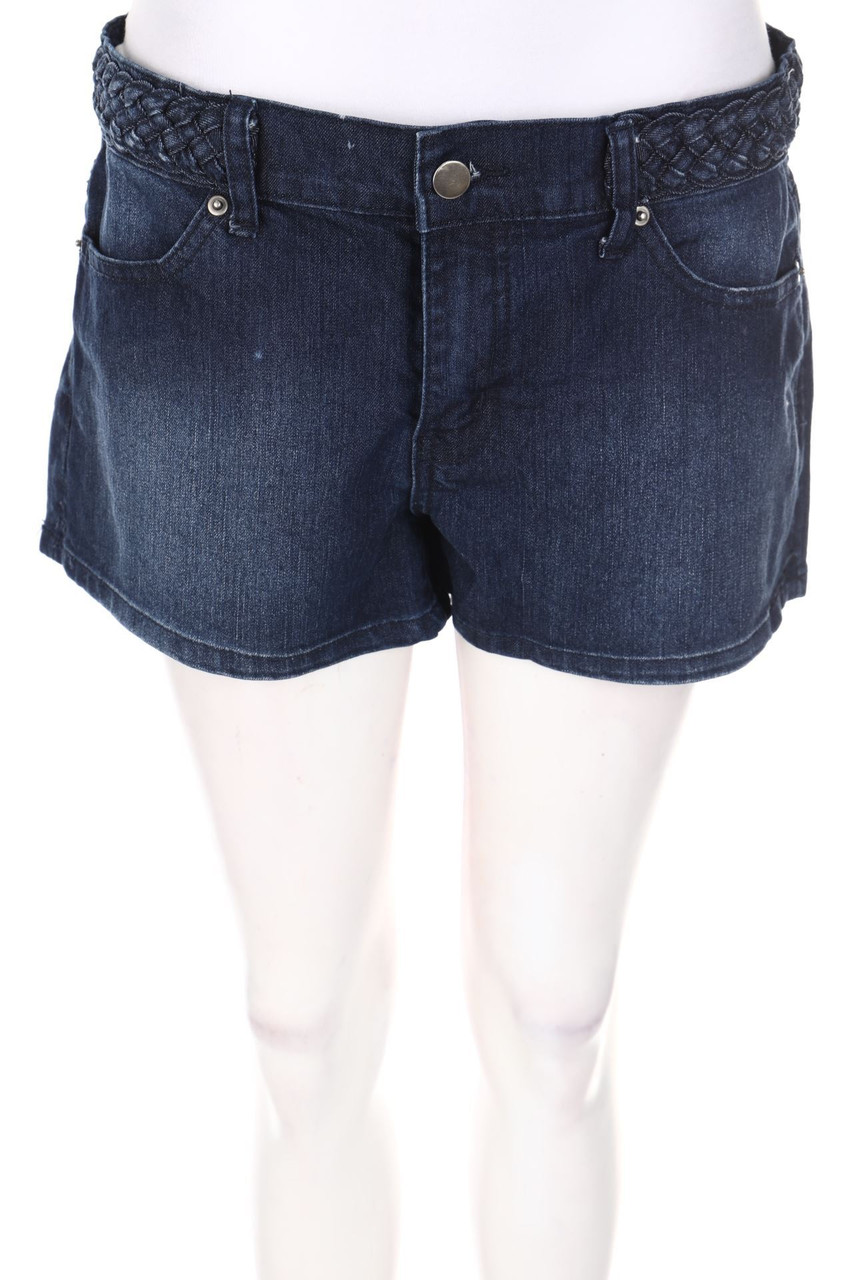 FOREVER 21 - Used Look Jeans-Shorts mit Applikationen - W30