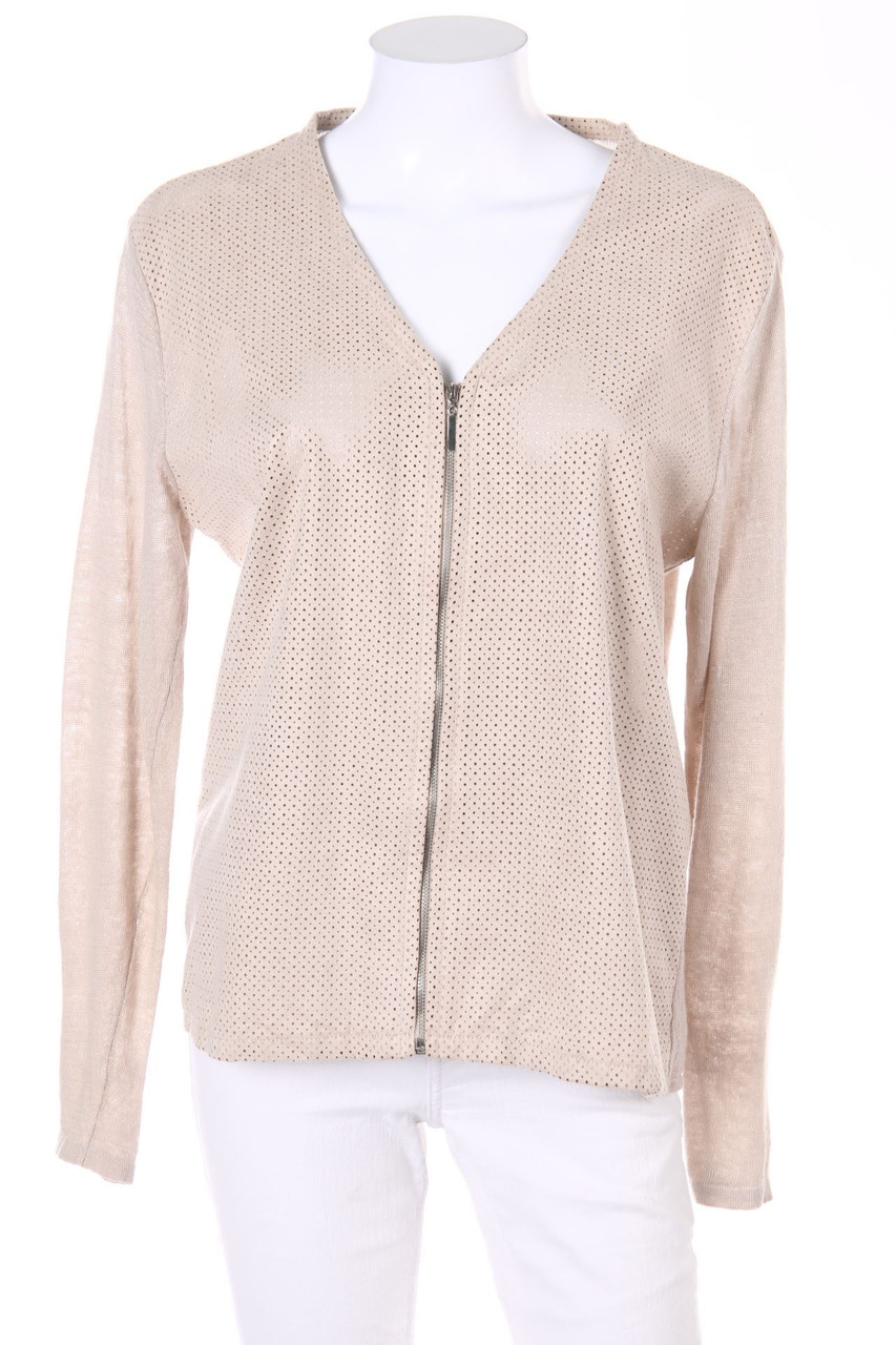 GERARD DAREL - Cardigan with Faux Leather Details - D 36