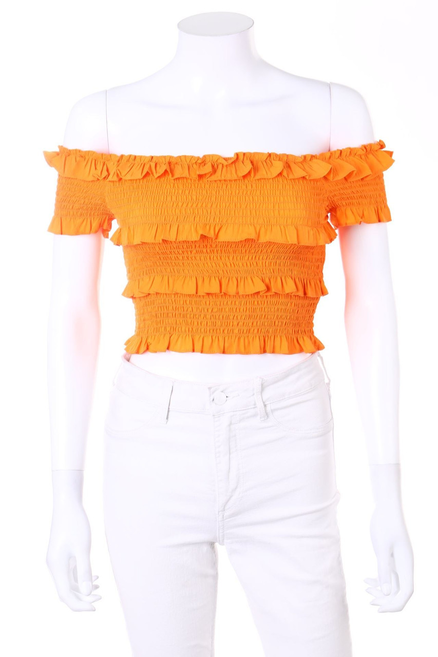 VERO MODA - Cropped-Kurzarm-Bluse mit Volants - S