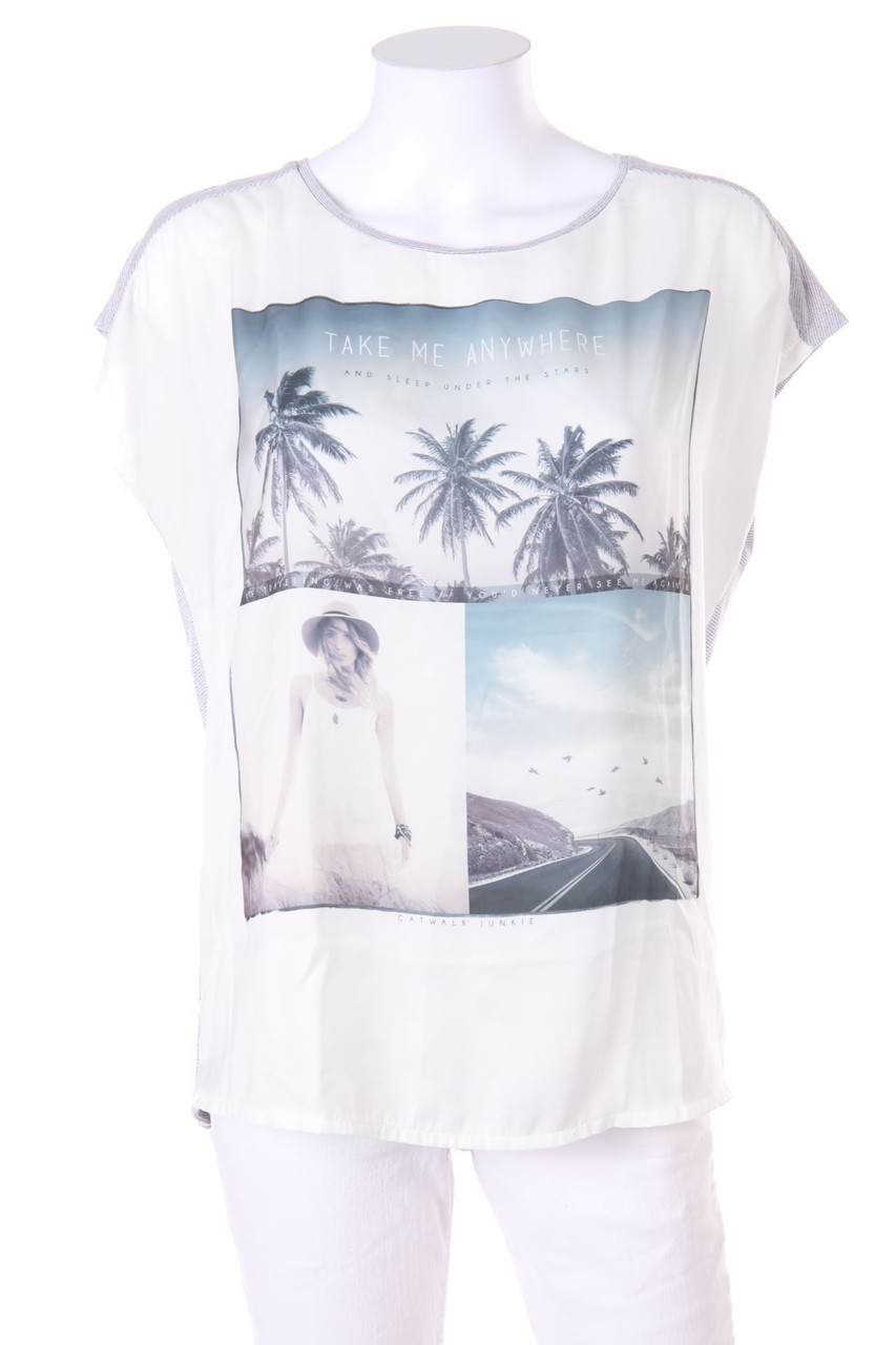 CATWALK JUNKIE - Shortsleeve Blouse with Statement Print - D 44-46