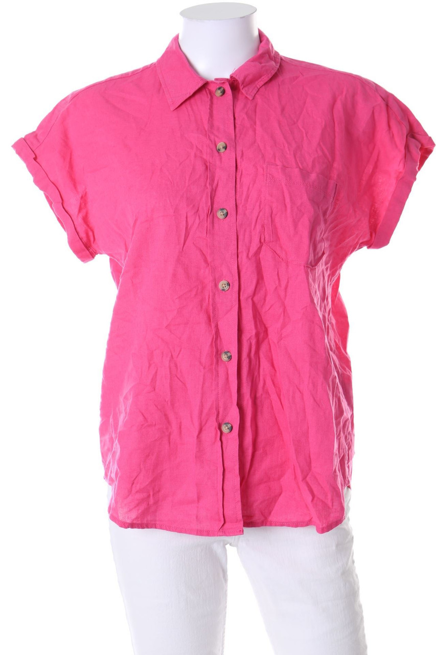 H&M - Hemd-Bluse mit kurzem Ärmel aus Leinen-Mix - D 32