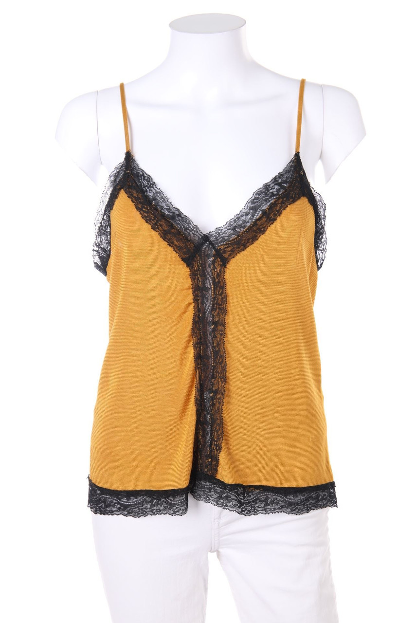 Zara Knit - Strick-Top mit Spitzen-Einsatz - S