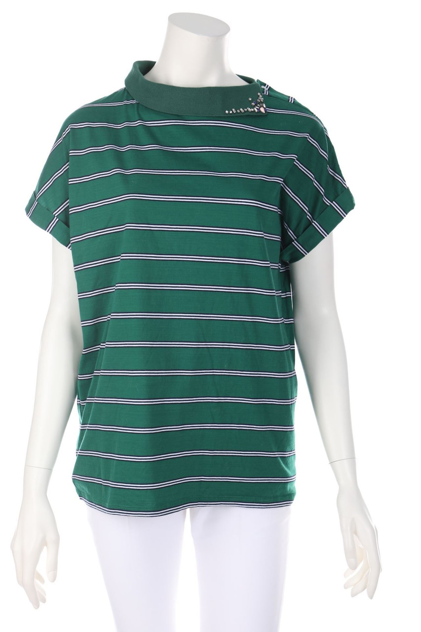 TWINSET - Kurzarm-Shirt mit Schmuckstein-Applikation - M