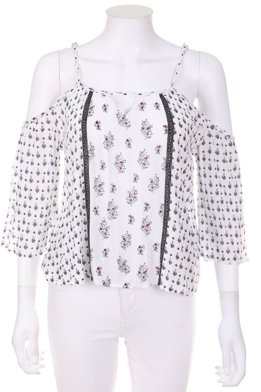 Bershka - Cold-Shoulder-Blouse with floral print - XS