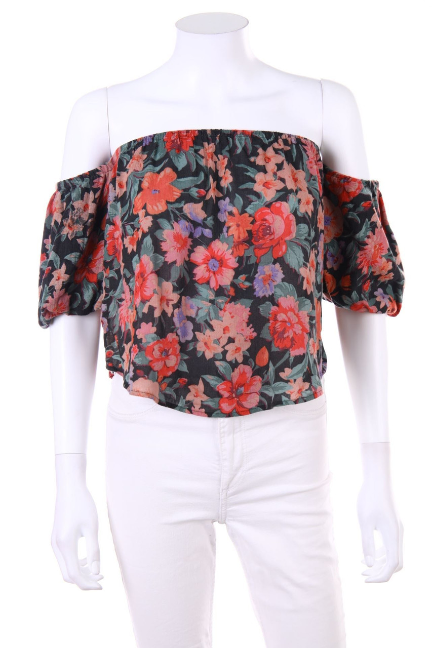 KIMCHI BLUE - Off-the-shoulder blouse with Flower Print - S