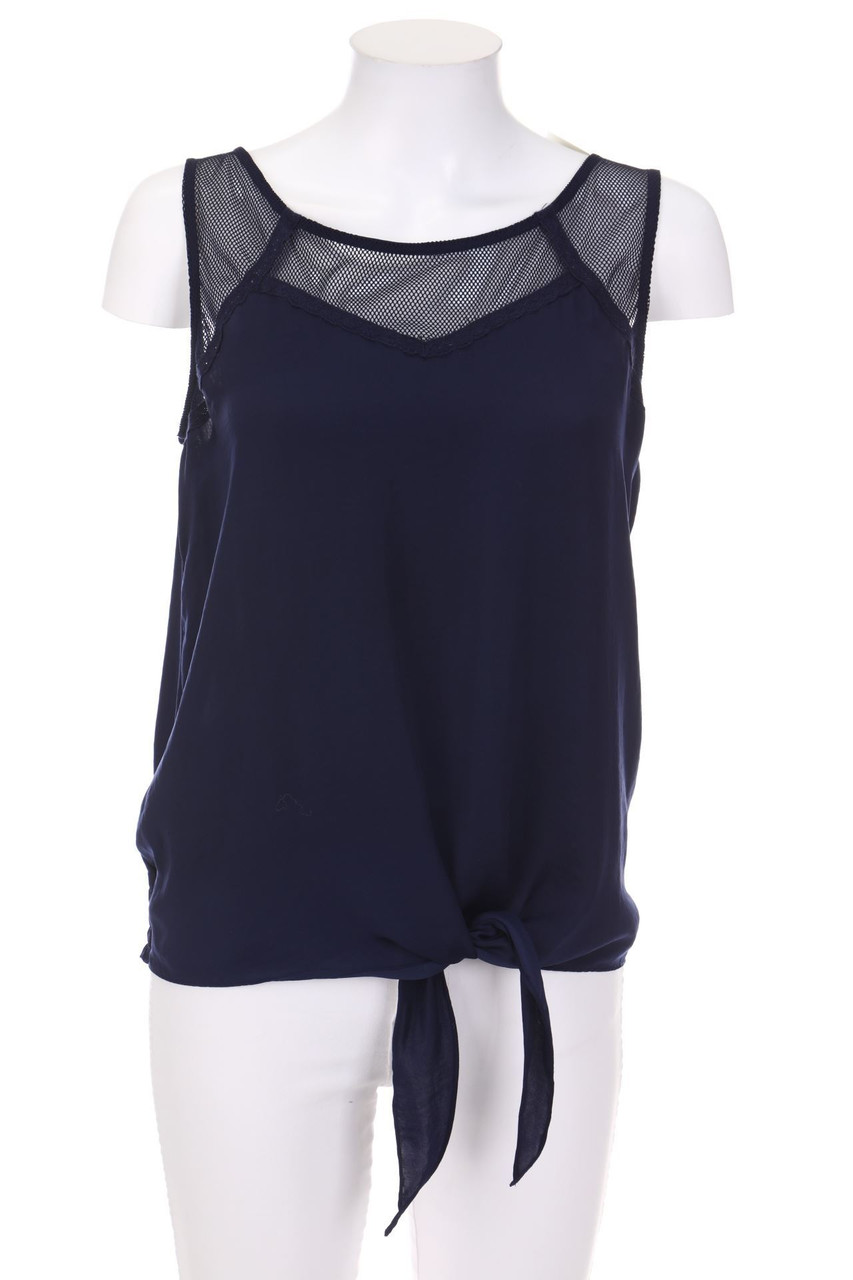 NAF NAF - Blusentop mit Mesh-Einsatz zum Knoten - D 40
