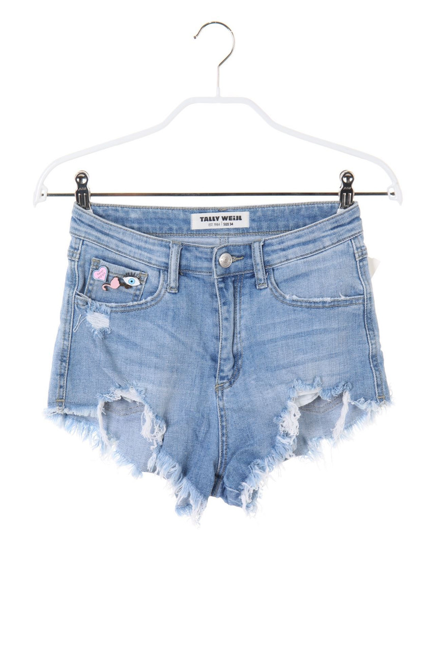 TALLY WEiJL - destroyed jeans shorts with Applications - D 34