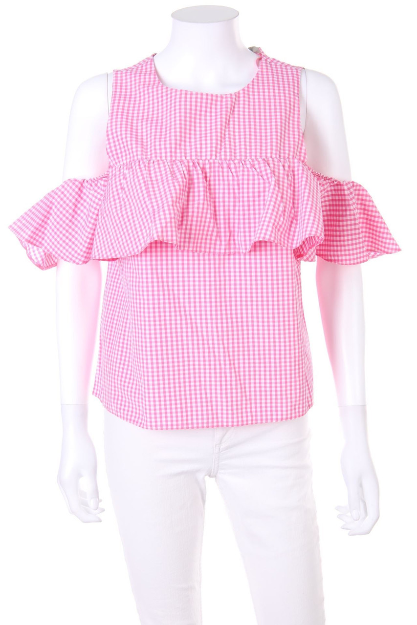 CLOCKHOUSE by C&A - Cold-Shoulder-Bluse mit Karo-Muster - D 40