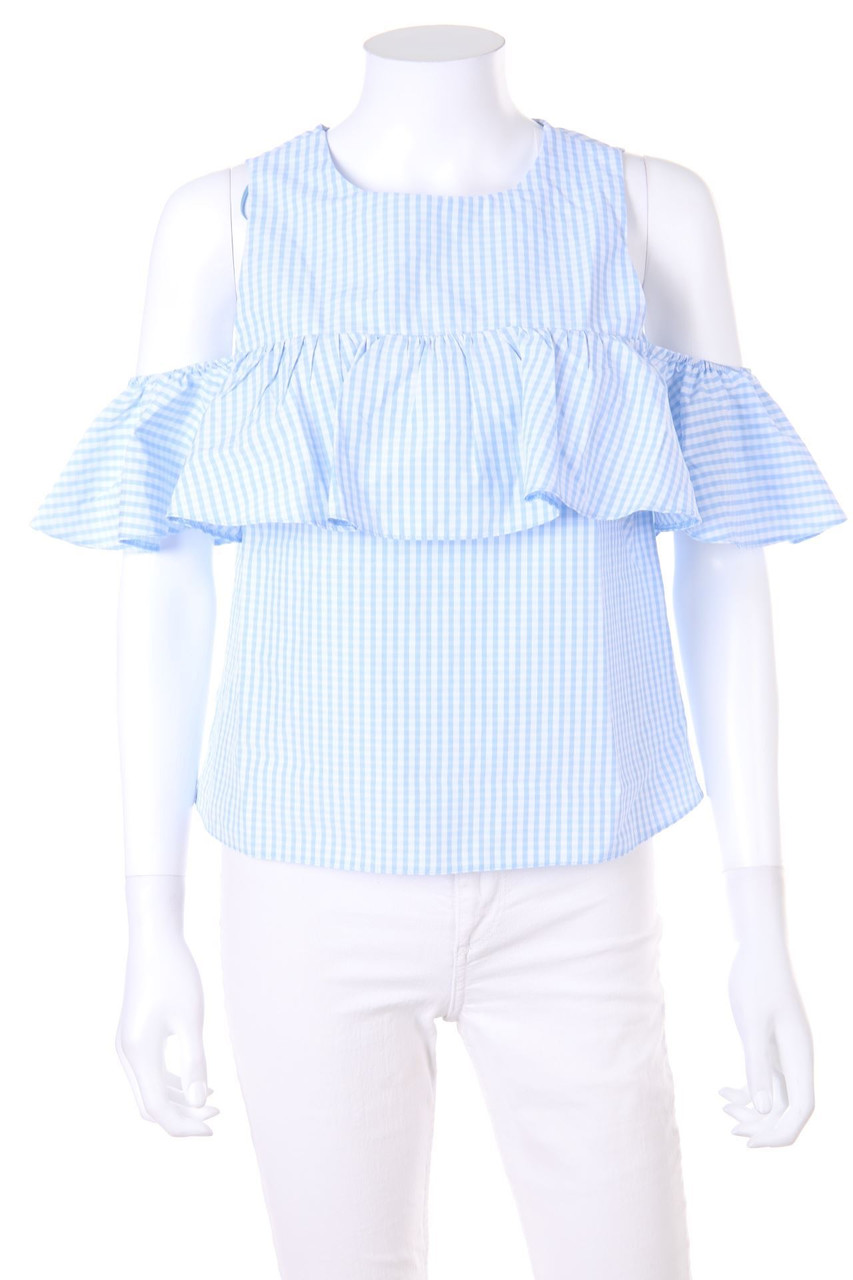 CLOCKHOUSE by C&A - Cold-Shoulder-Bluse mit Karo-Muster - D 38