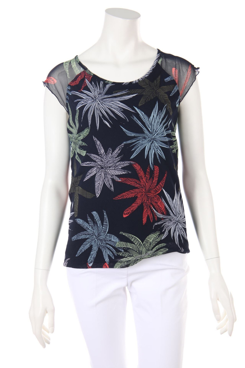 comma - Top aus Mesh mit Tropical Print - D 36