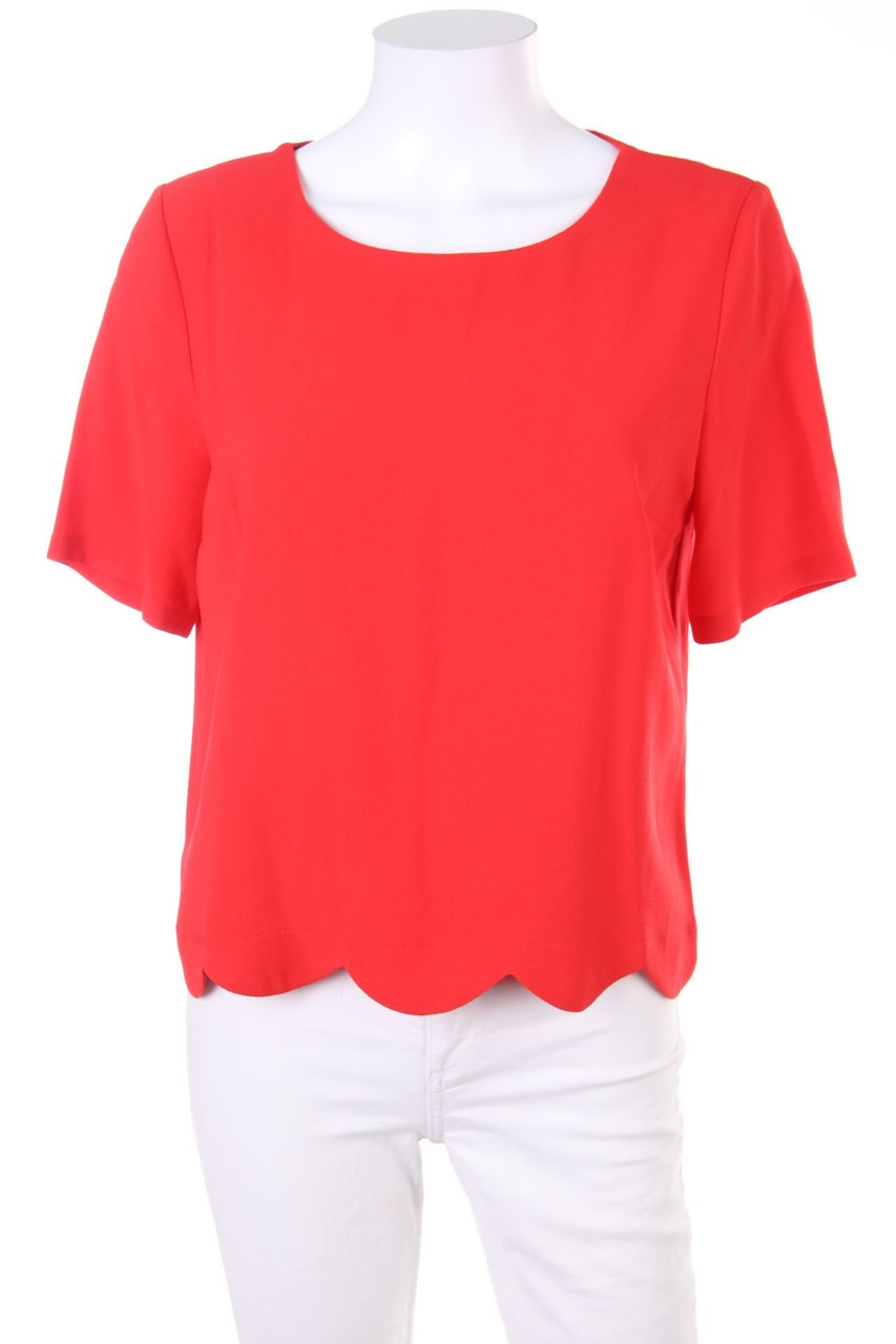 No Label - Shortsleeve Blouse with Scalloped Hem - M