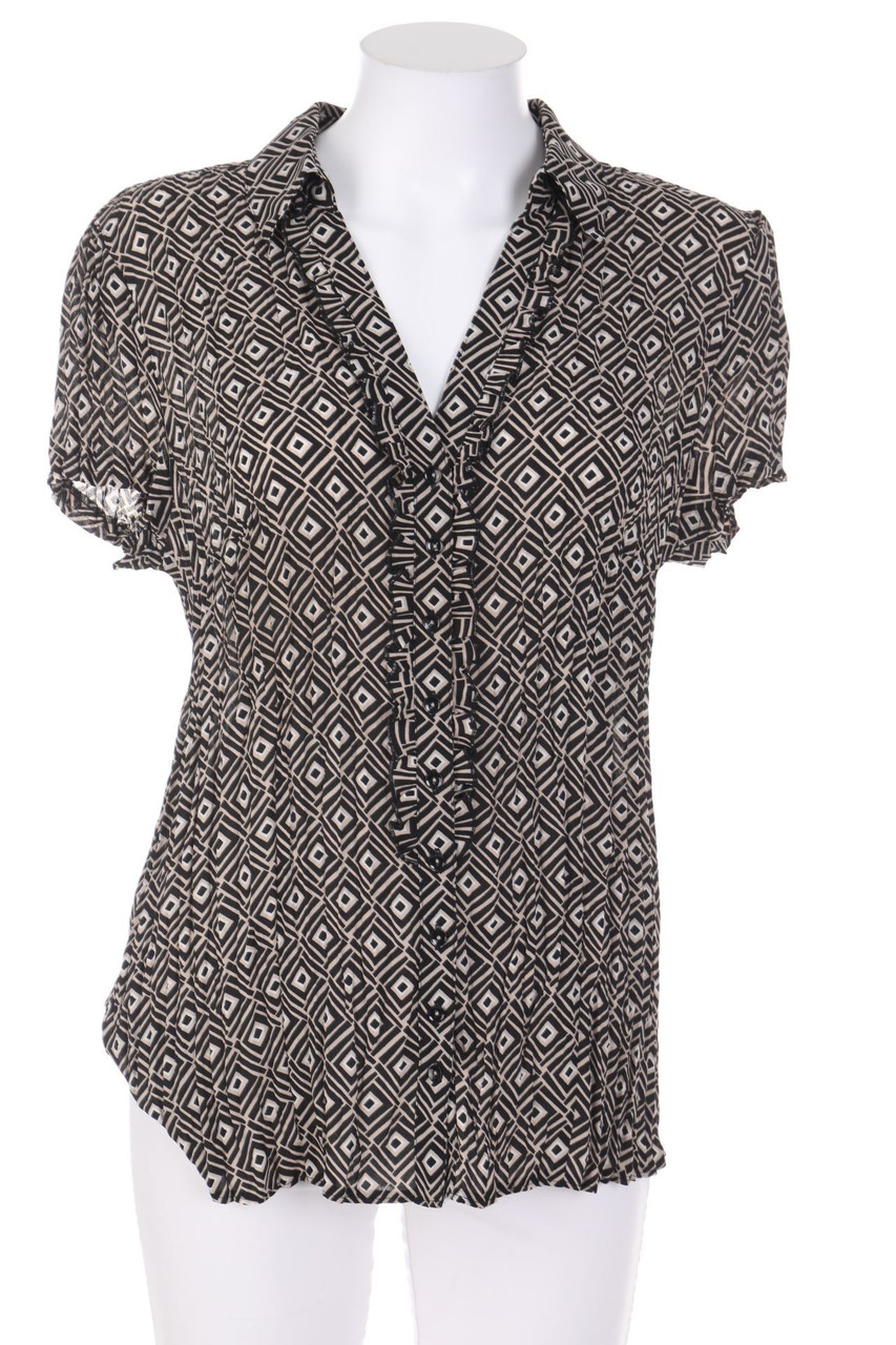 TAIFUN - Kurzarm-Bluse mit geometrischem Muster - D 36