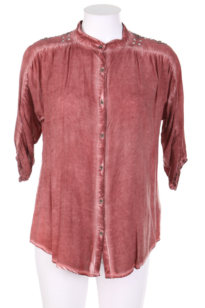 REPLAY - Garment Dyed-Blouse with 3/4 Sleeve - L