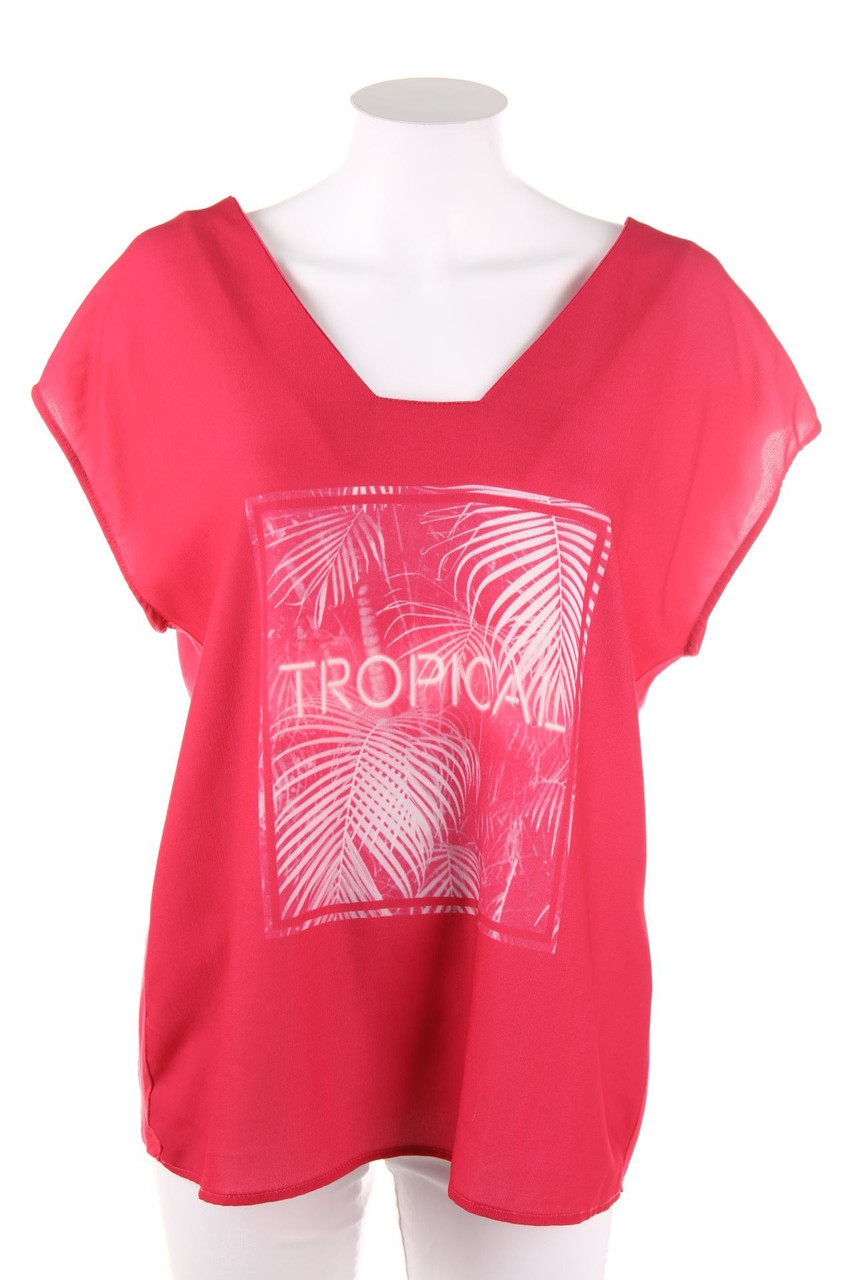 CAMAÏEU - Kurzarm-Bluse mit Print - XL