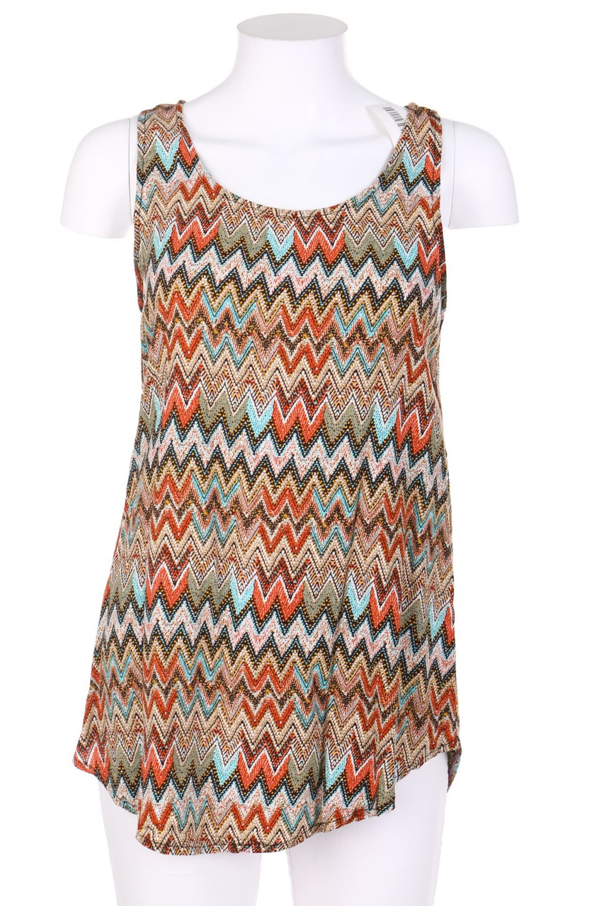 No Label - Blouse Top with Zig Zag Pattern - S