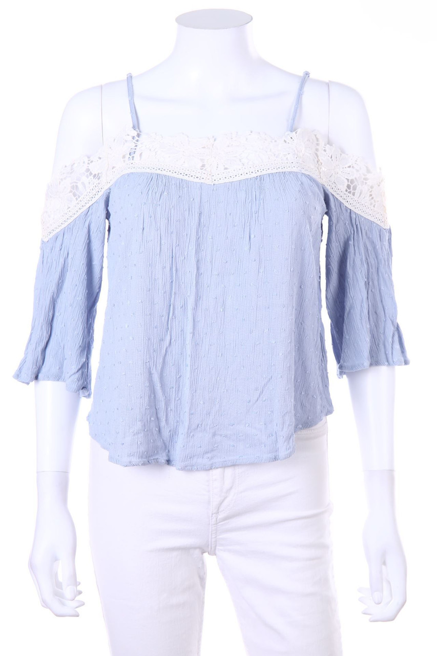 H&M DIVIDED - Carmen-Bluse mit Spitzen-Einsatz - D 36