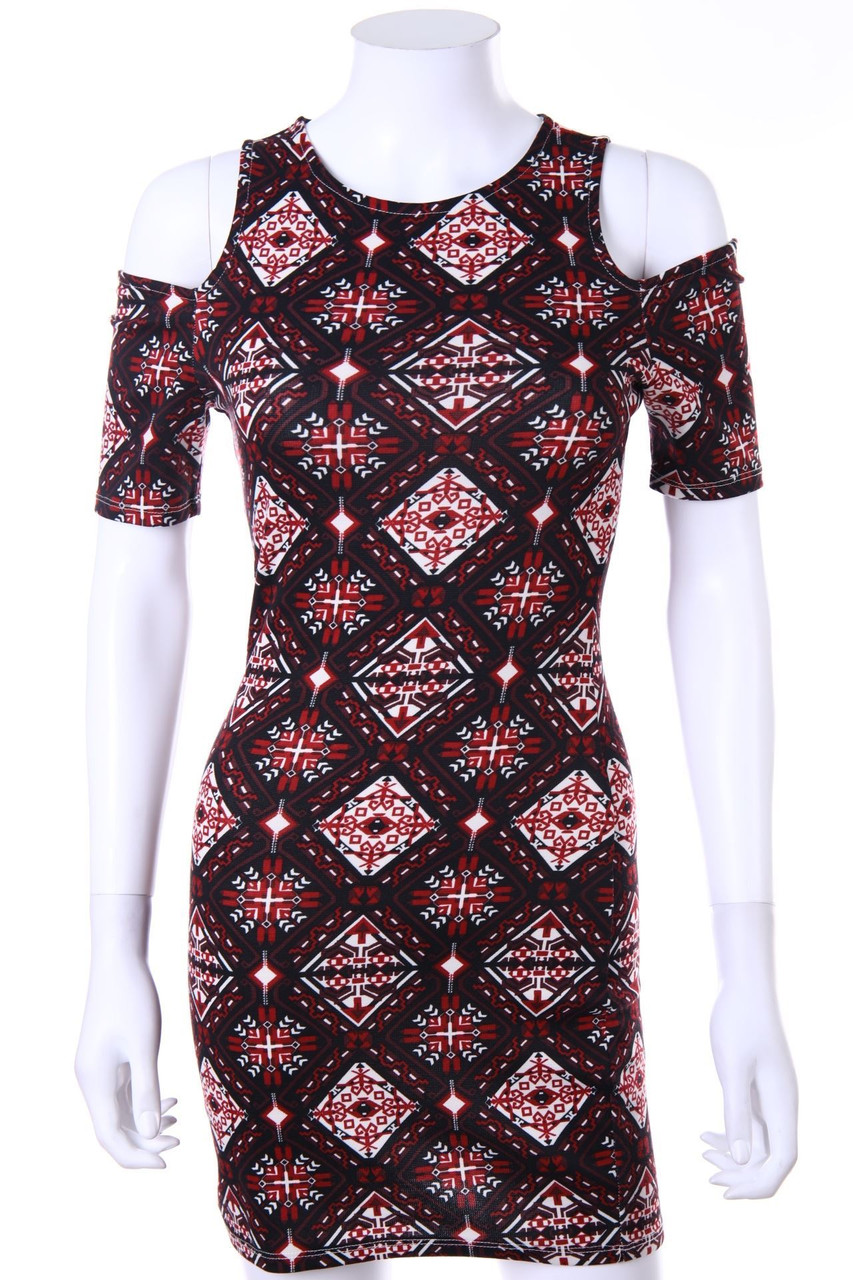 H&M DIVIDED - Cold-Shoulder-Minikleid mit Print - D 34