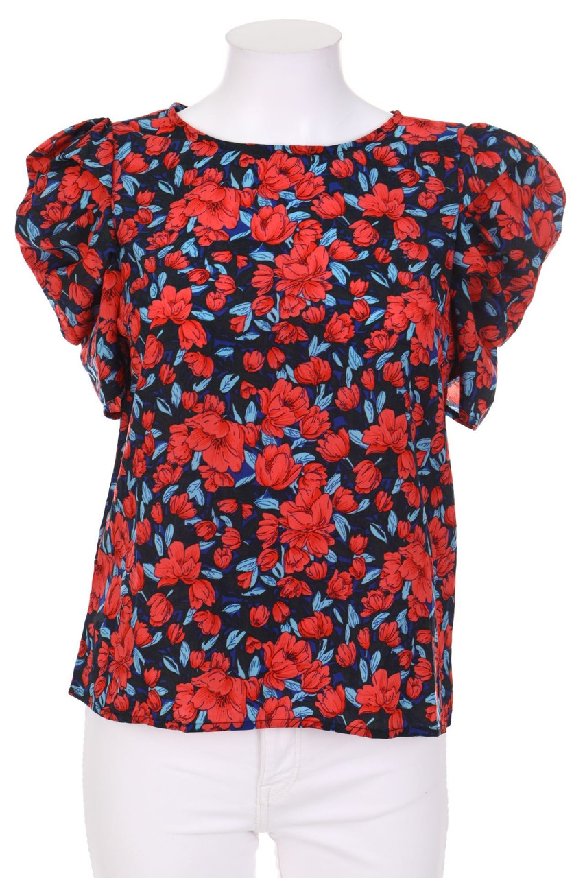 SHEIN - Kurzarm-Bluse mit Blumen-Print - XS