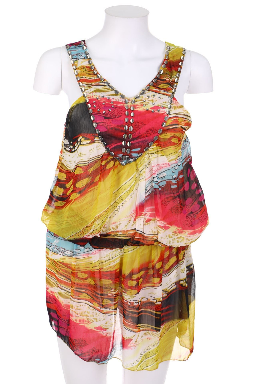 No Label - Print-Blouse Top with Pearls - S