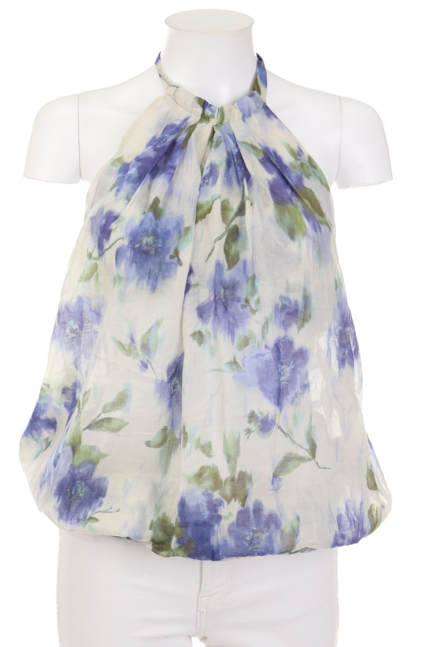 STILE BENETTON - Neckholder Blouse Top with Flower Print - M