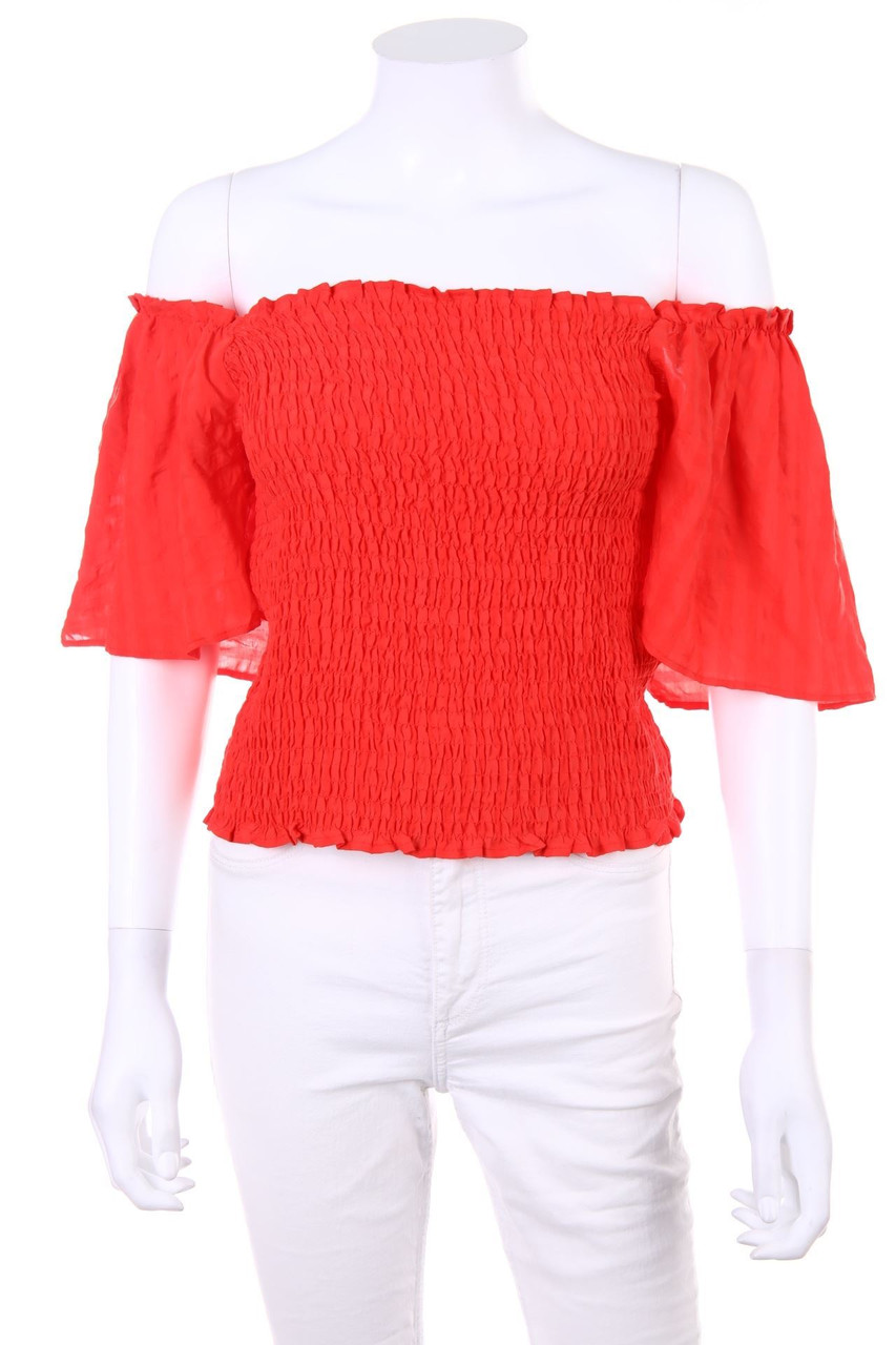 H&M - Cropped-Carmen-Bluse mit Raffungen - D 46