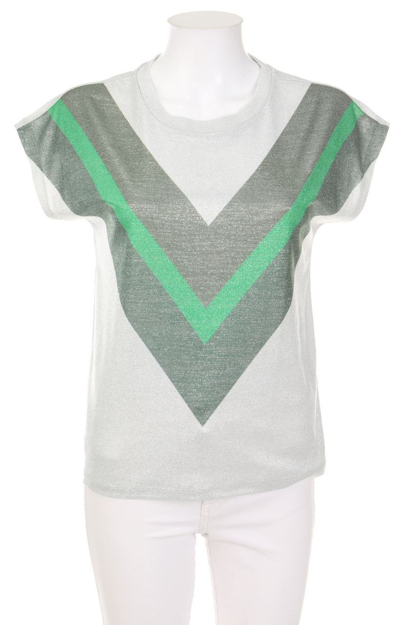 ONLY - Print-Kurzarm-Shirt mit Metallic-Effekt - XS